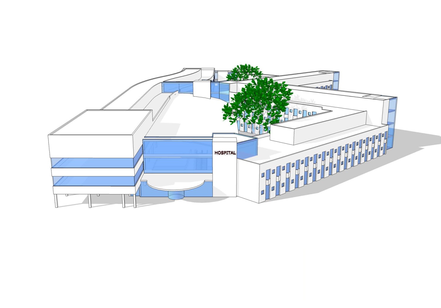 18 Example of a 200 bed hospital, contemplated with the modular design principle