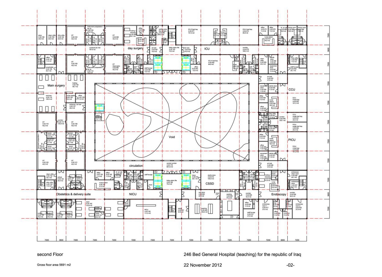 20 A quadrant hospital for 400 beds, put together with the modular design principle